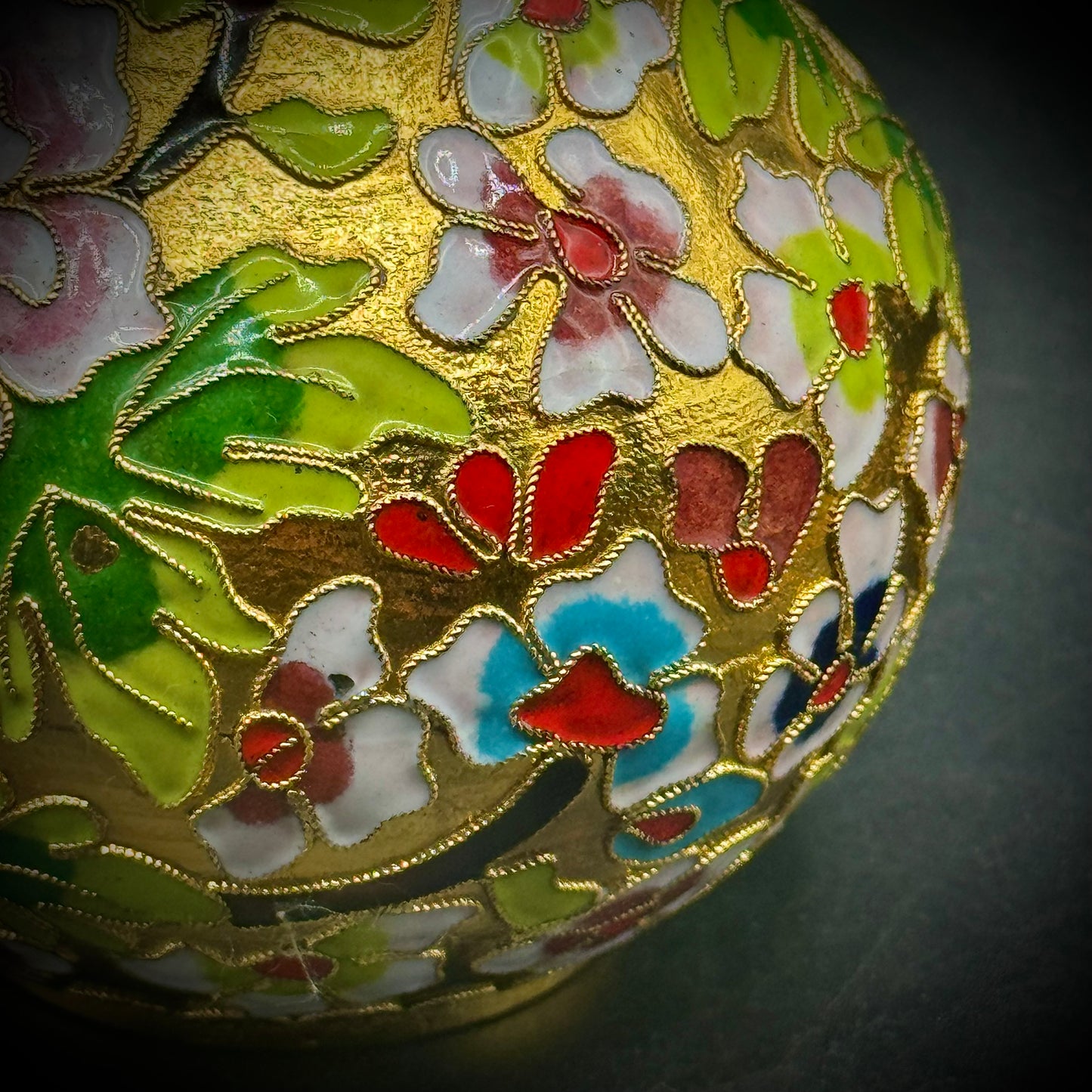 Colorful Cloisonné Vase with Flower Motif