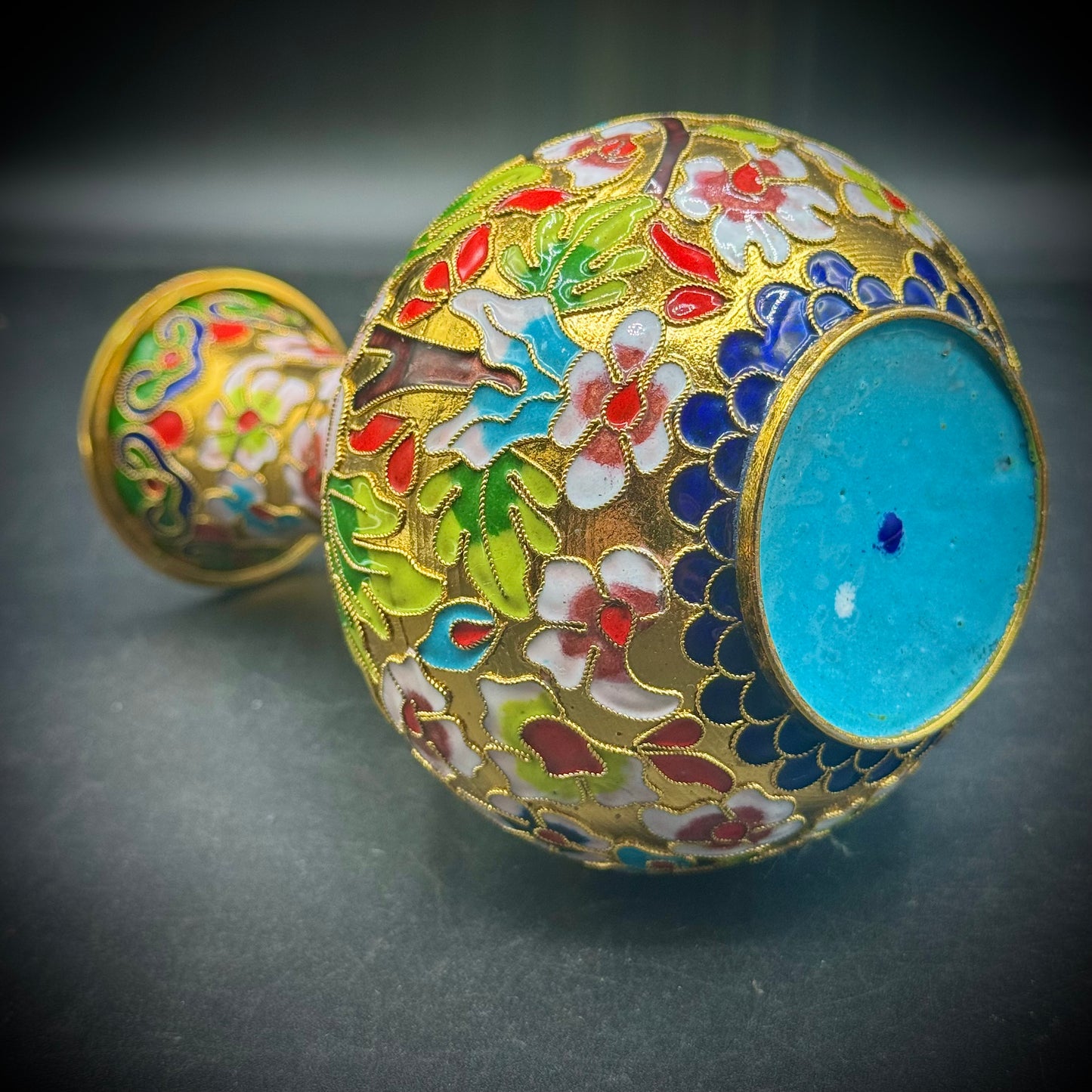 Colorful Cloisonné Vase with Flower Motif