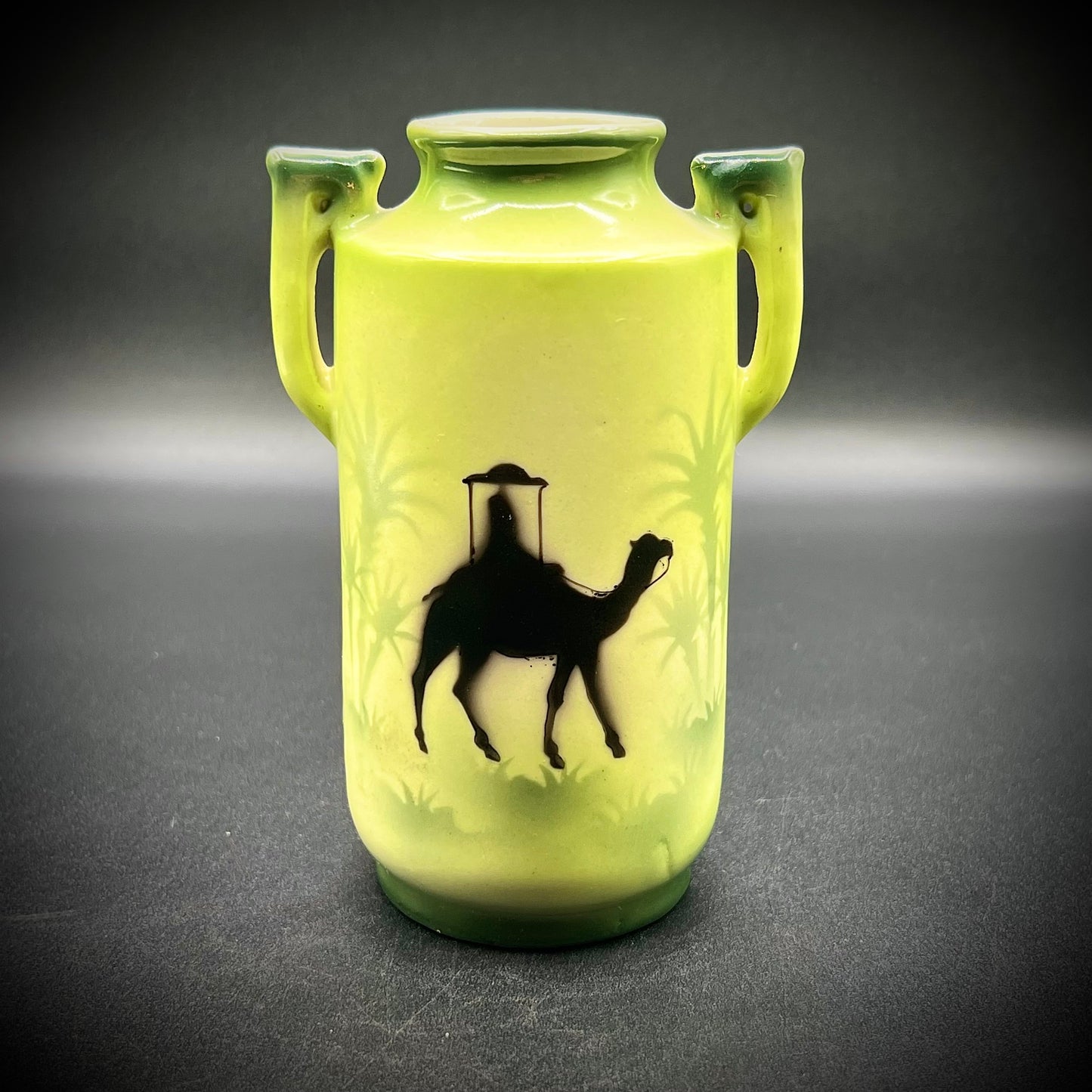 Vintage Lime Green Camel Motif Vase