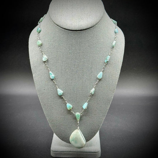 Beautiful Blue Larimar Stone Necklace