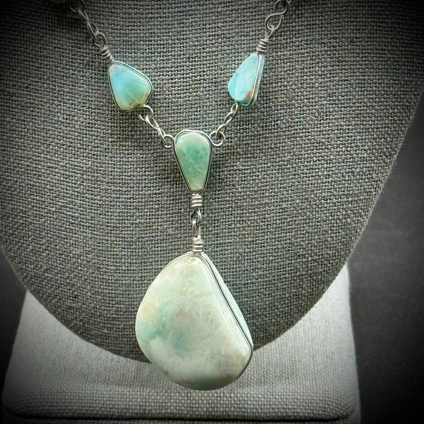 Beautiful Blue Larimar Stone Necklace