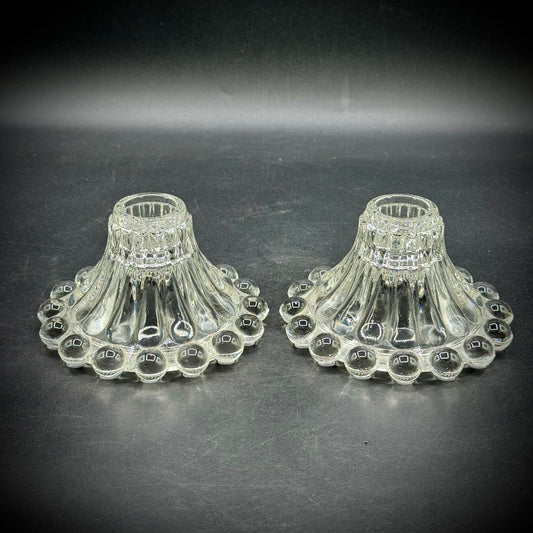 Pair of Vintage Anchor Hocking Bubble Rim Candle Holders