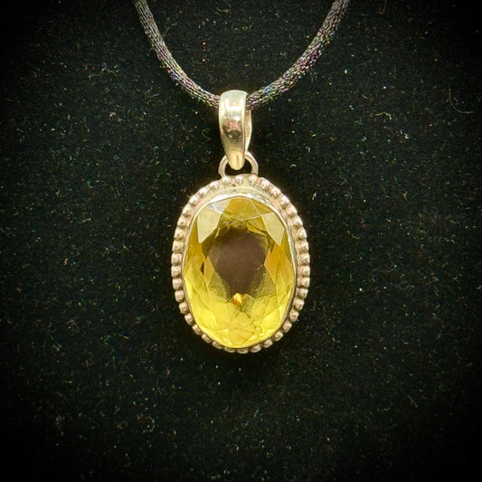 Citrine Stone Set In Sterling Silver Pendant