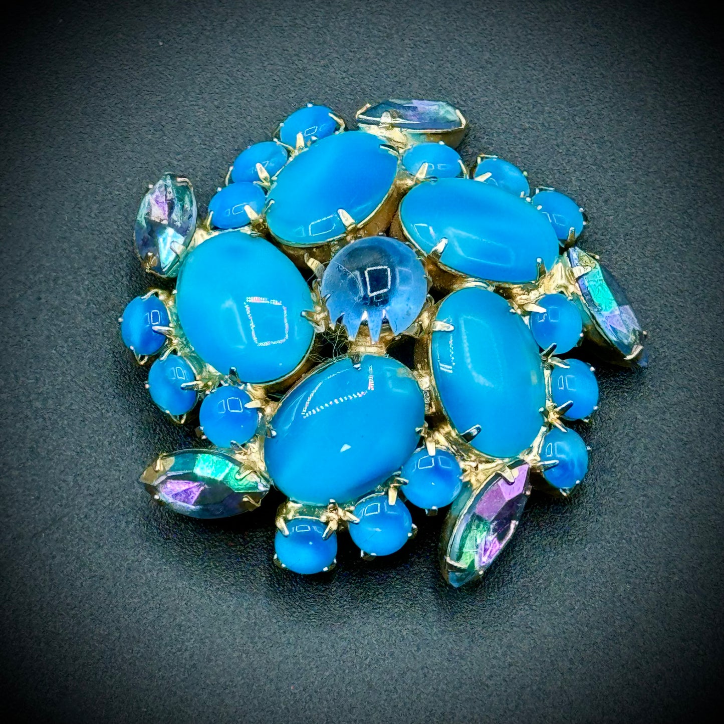 Vintage Cabochon Blue Stone Brooch