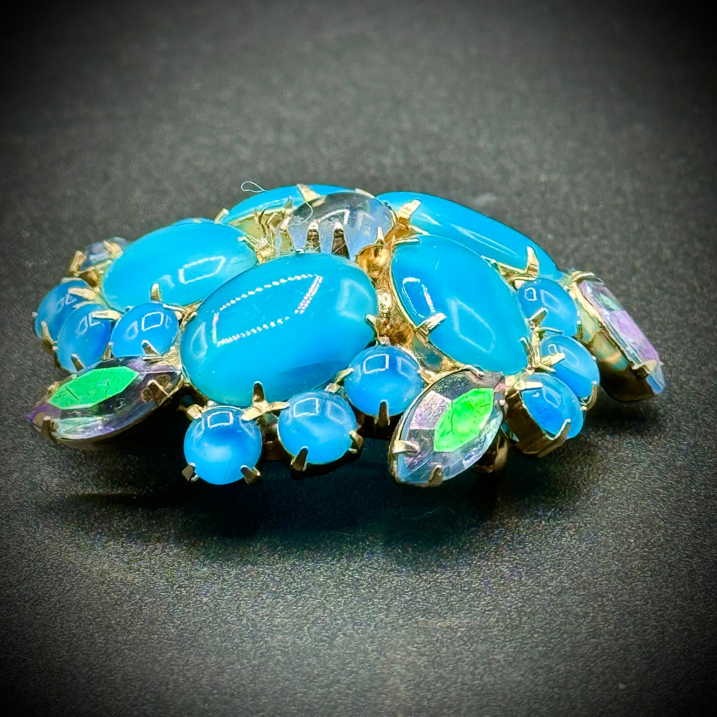 Vintage Cabochon Blue Stone Brooch