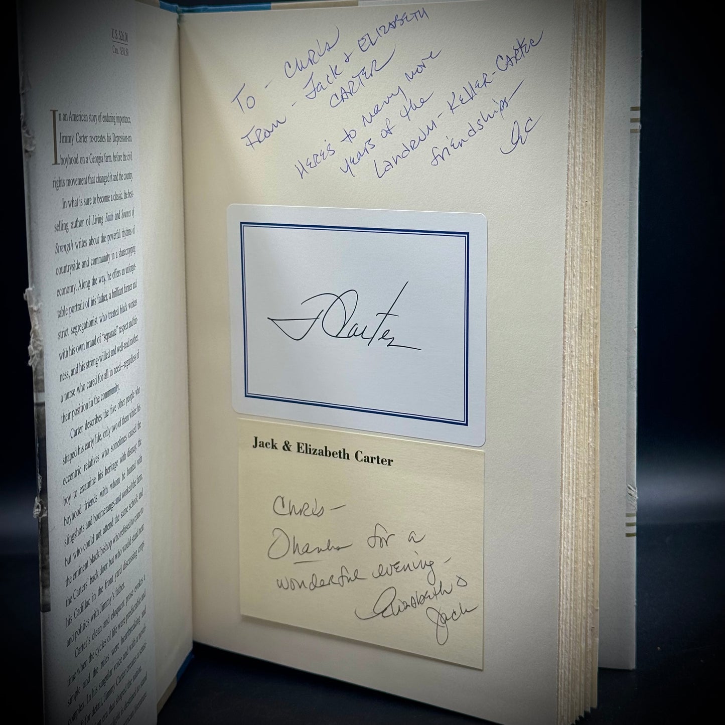 Hardcover Book Triple Signed by President Jimmy Carter, Jack Carter & Elizabeth Carter