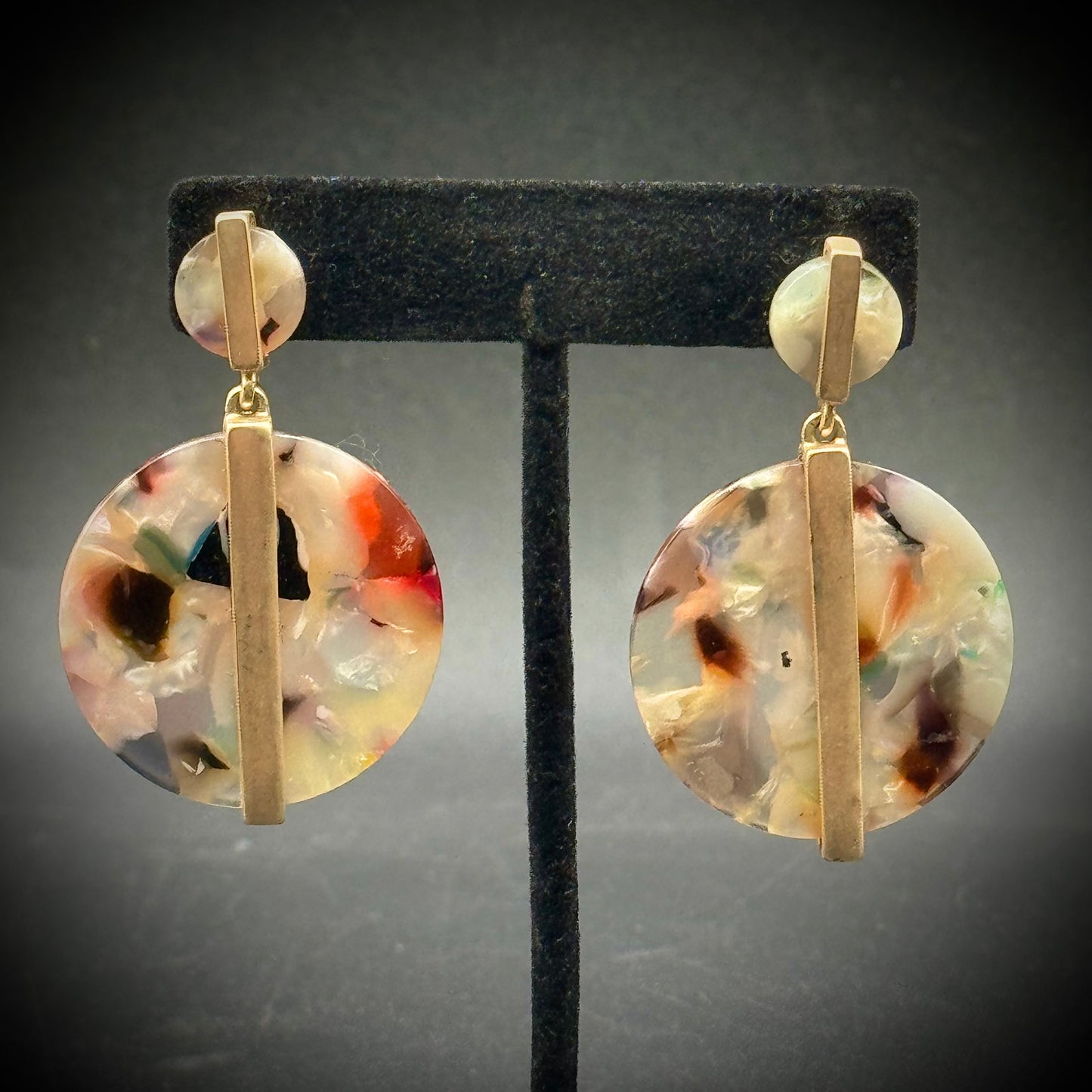 Stone & Gold Tone Earrings