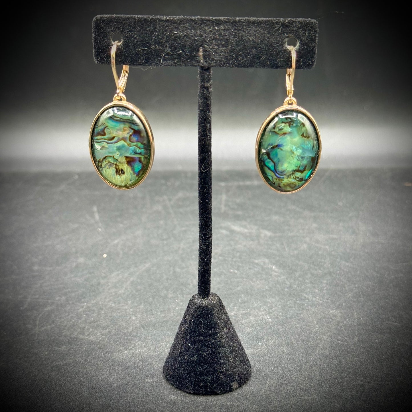 Genuine Abelone Shell Earrings with Sterling Silver Posts