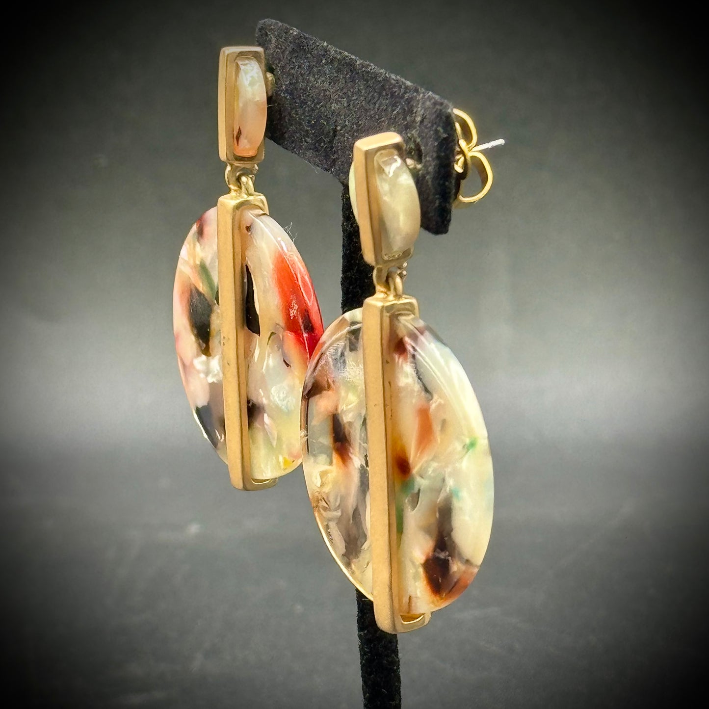 Stone & Gold Tone Earrings