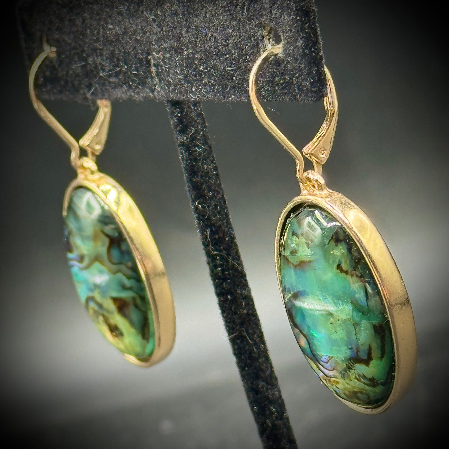 Genuine Abelone Shell Earrings with Sterling Silver Posts
