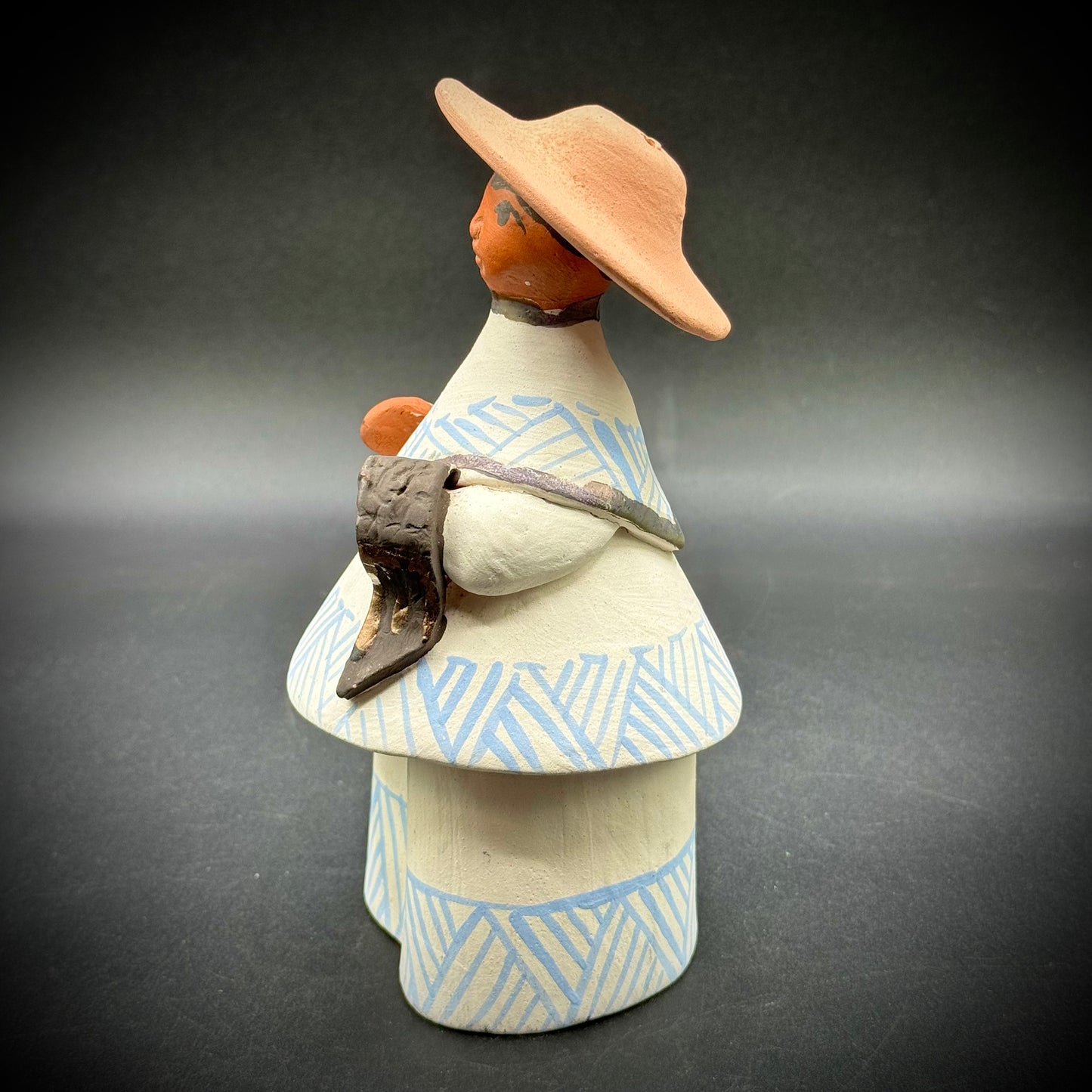 Artisan Made Clay Woman with Hat Figurine