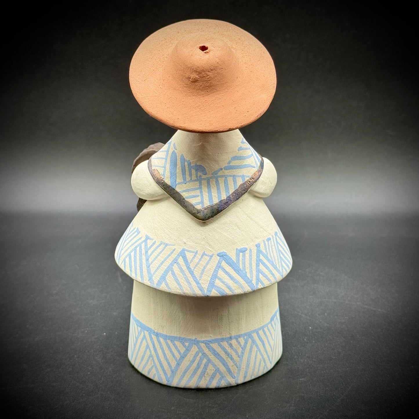 Artisan Made Clay Woman with Hat Figurine