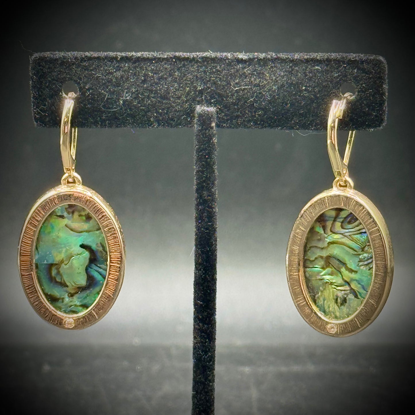 Genuine Abelone Shell Earrings with Sterling Silver Posts