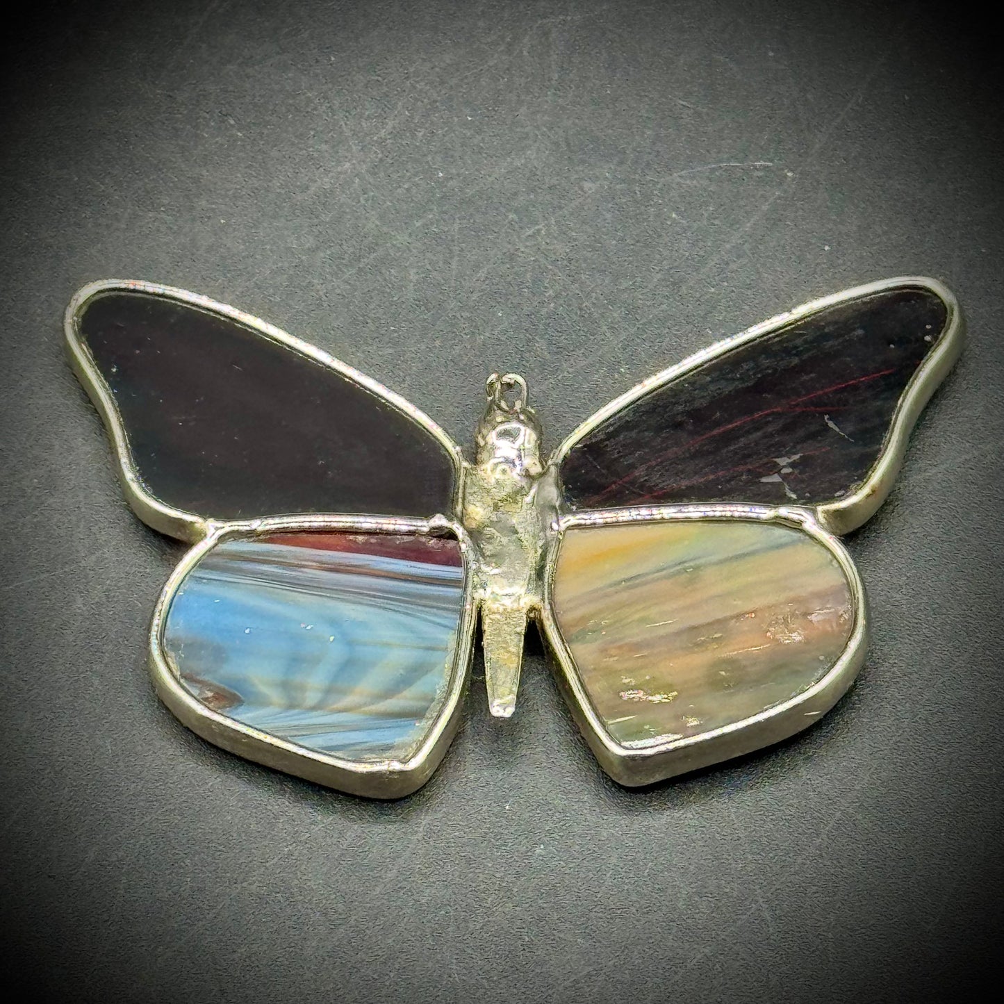 Slag Glass Hanging Butterfly Decor