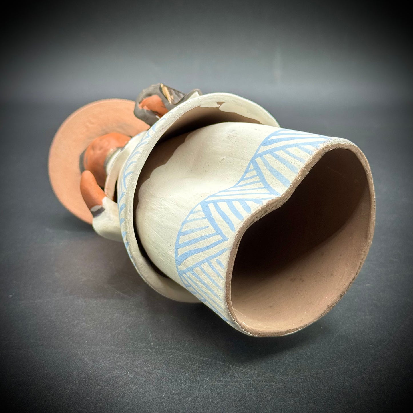 Artisan Made Clay Woman with Hat Figurine