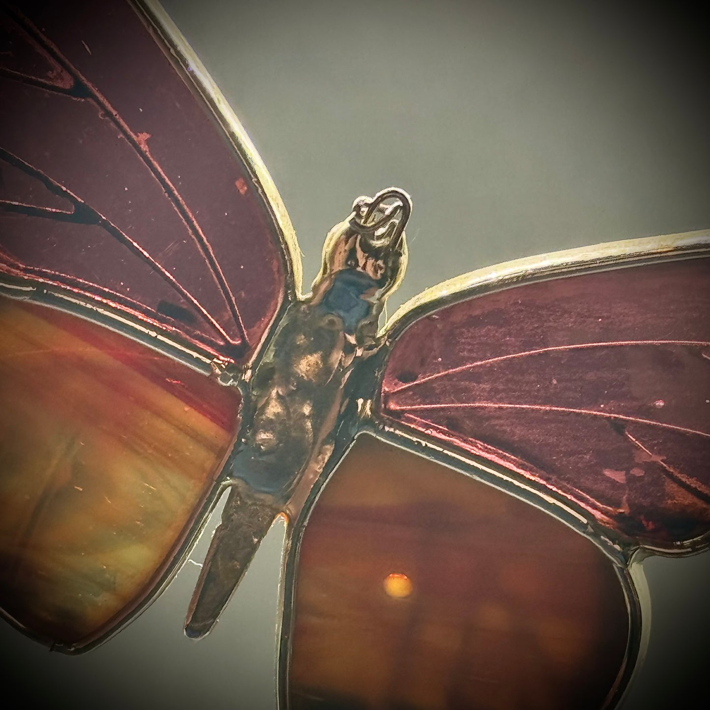 Slag Glass Hanging Butterfly Decor