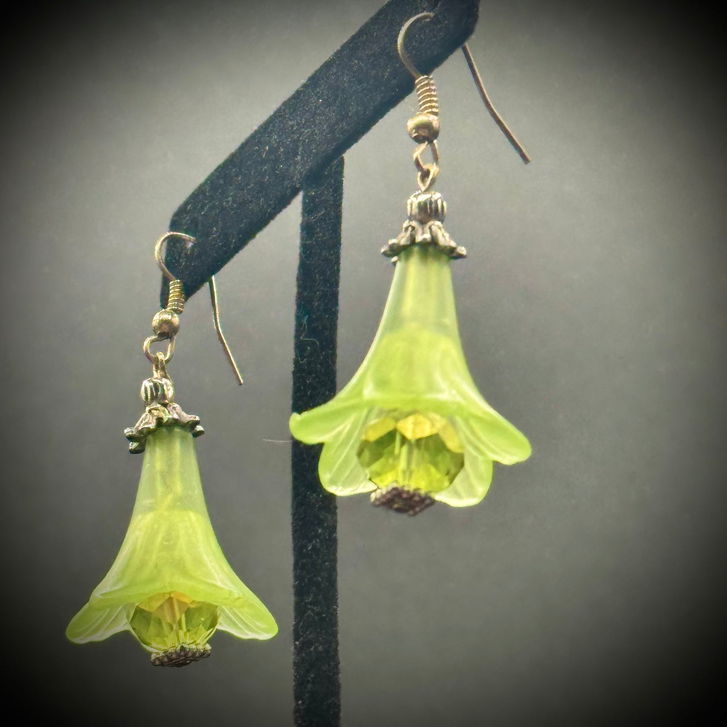 Flower Motif Earrings with Aurora Borealis Crystals
