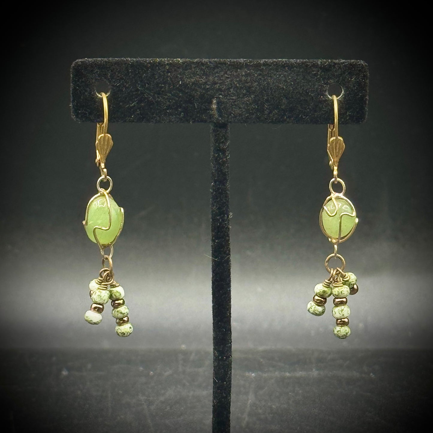 Dangle Earrings with Jade Stones