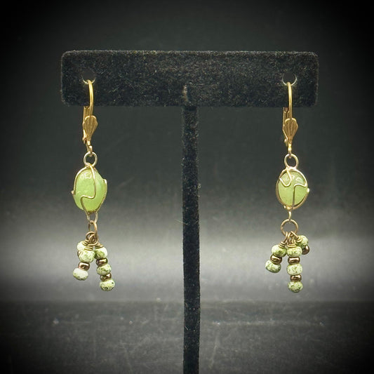 Dangle Earrings with Jade Stones