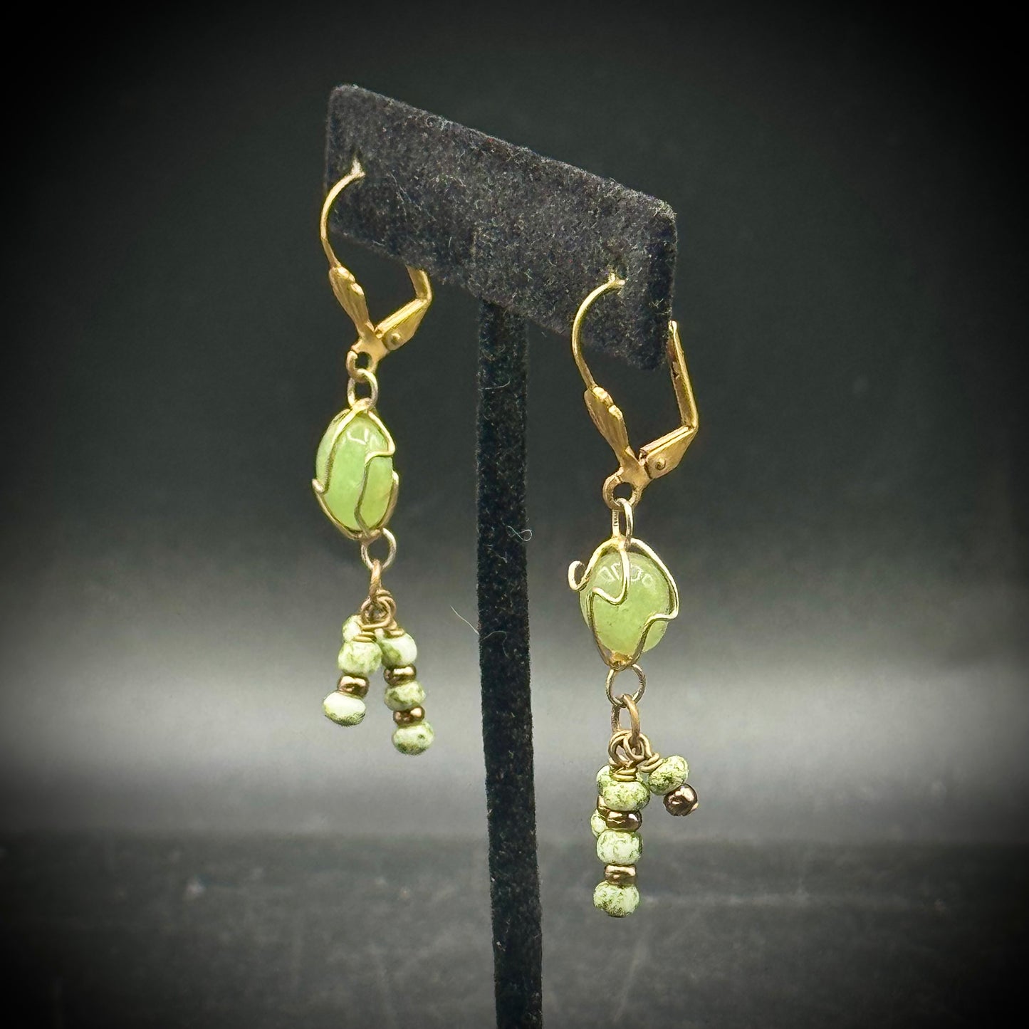 Dangle Earrings with Jade Stones