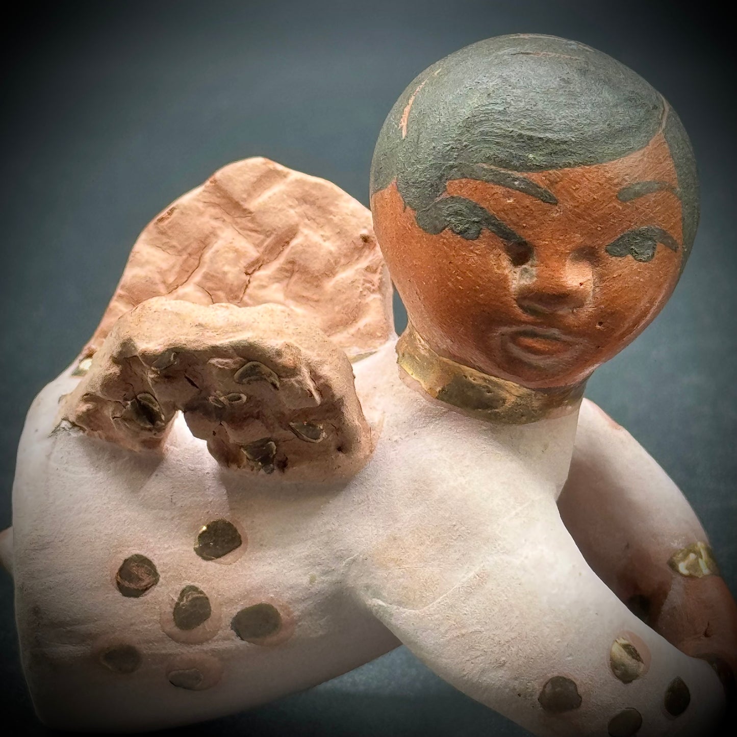Pair of Hand Made Folk Art Pink Tone Clay Candle Angel Huggers
