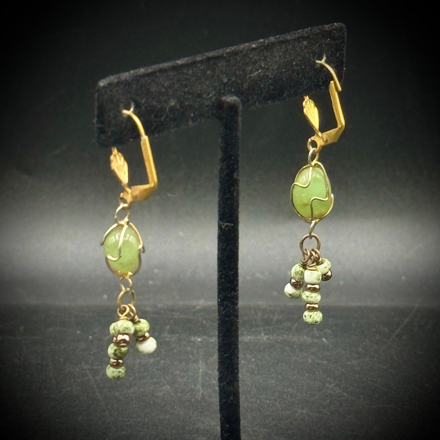 Dangle Earrings with Jade Stones