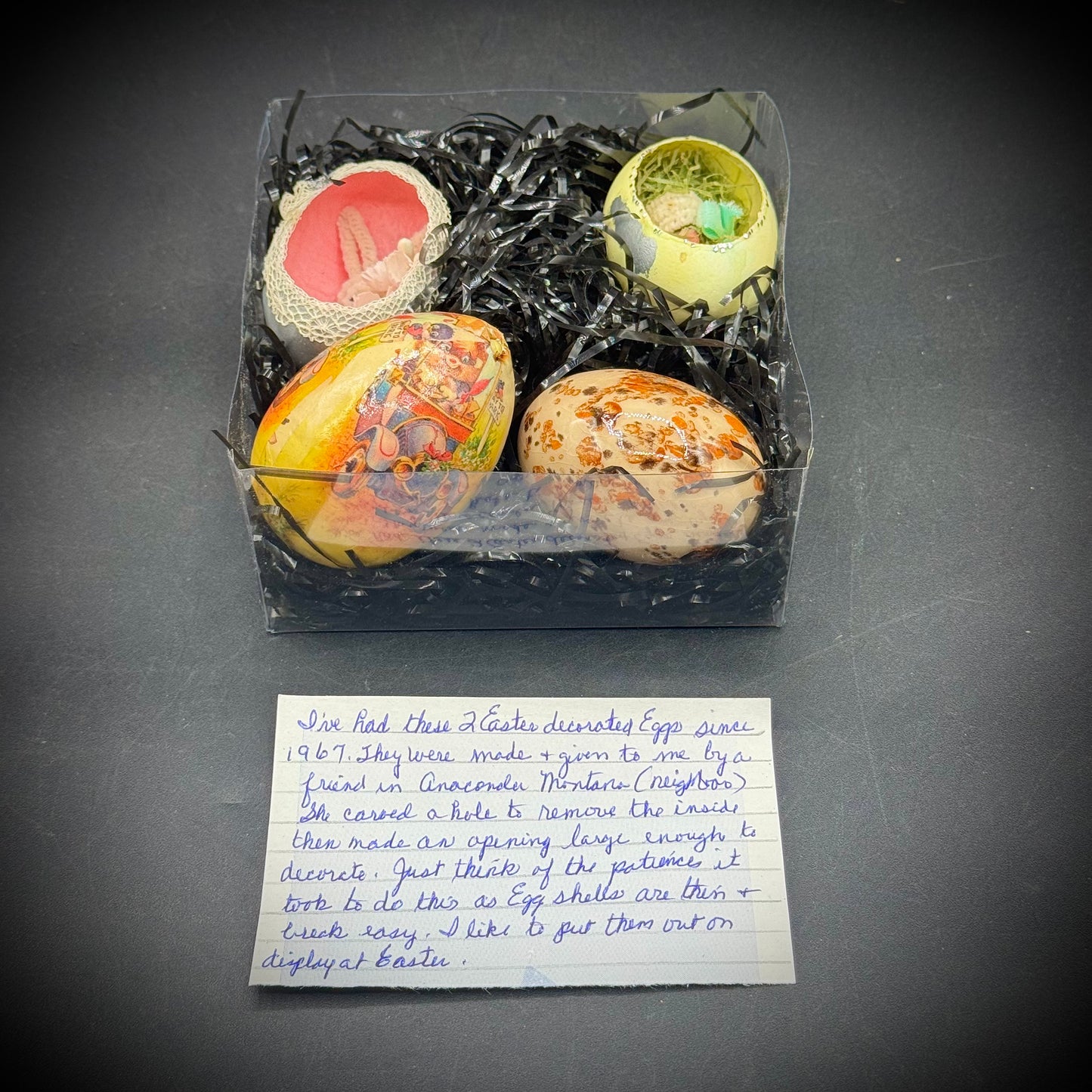 Vintage 1967 Hand Made Easter Eggs with Note