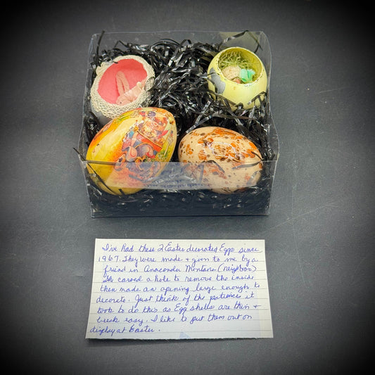 Vintage 1967 Hand Made Easter Eggs with Note