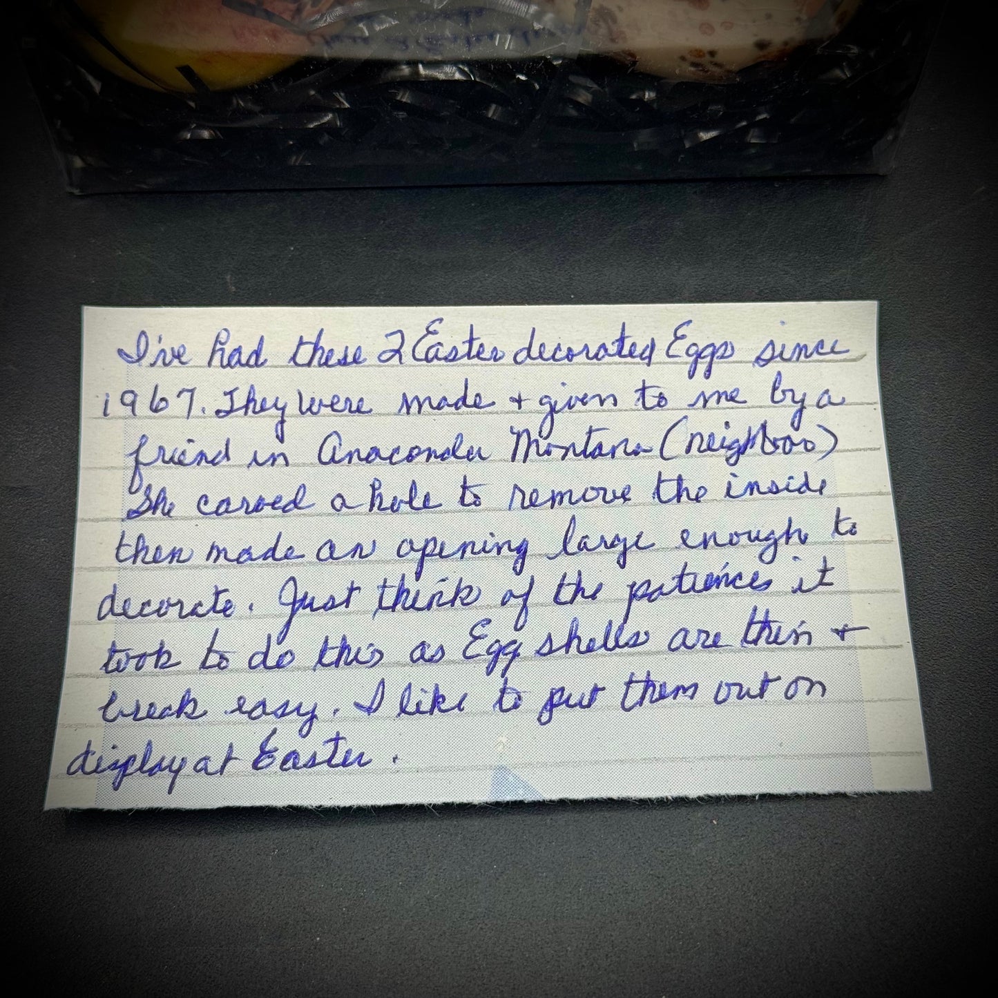 Vintage 1967 Hand Made Easter Eggs with Note
