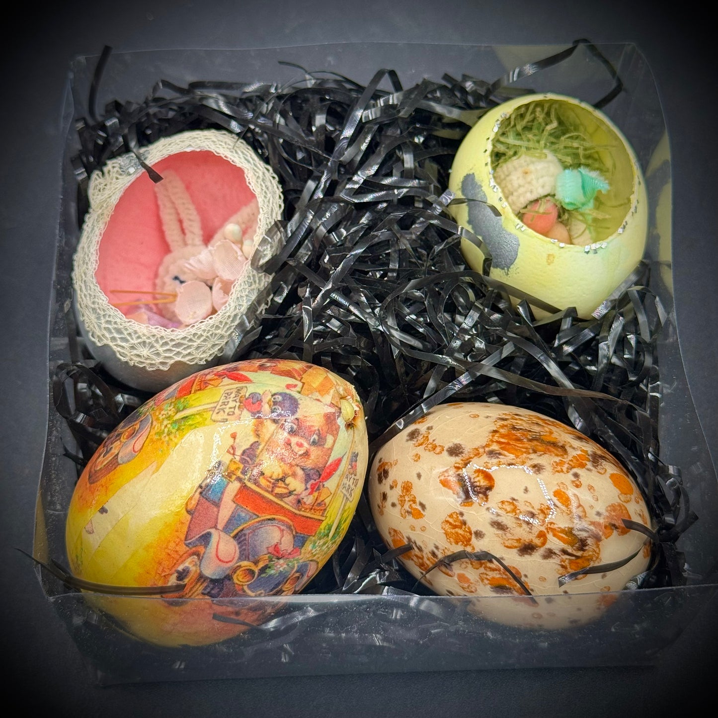 Vintage 1967 Hand Made Easter Eggs with Note