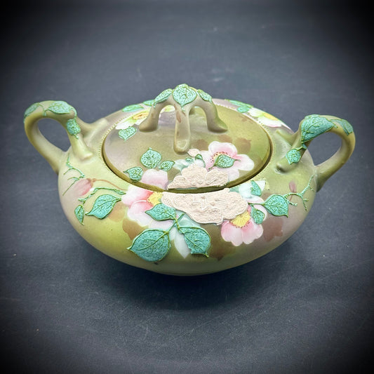 Vintage Moriagi Lidded Pot with Flower Motif