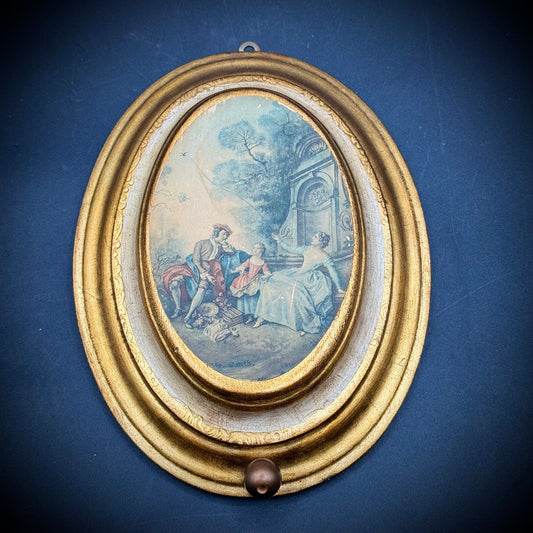 Vintage Swiss Made Courting Couple Scene Wall Decor Music Box