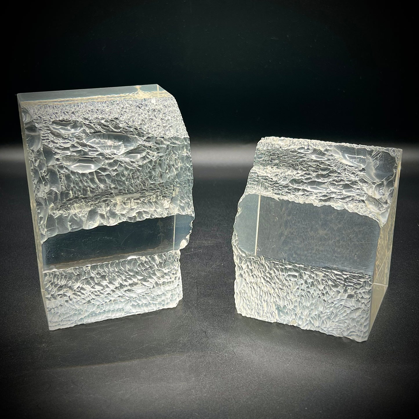 Artist Signed 1981 Lucite Sculptural Bookends