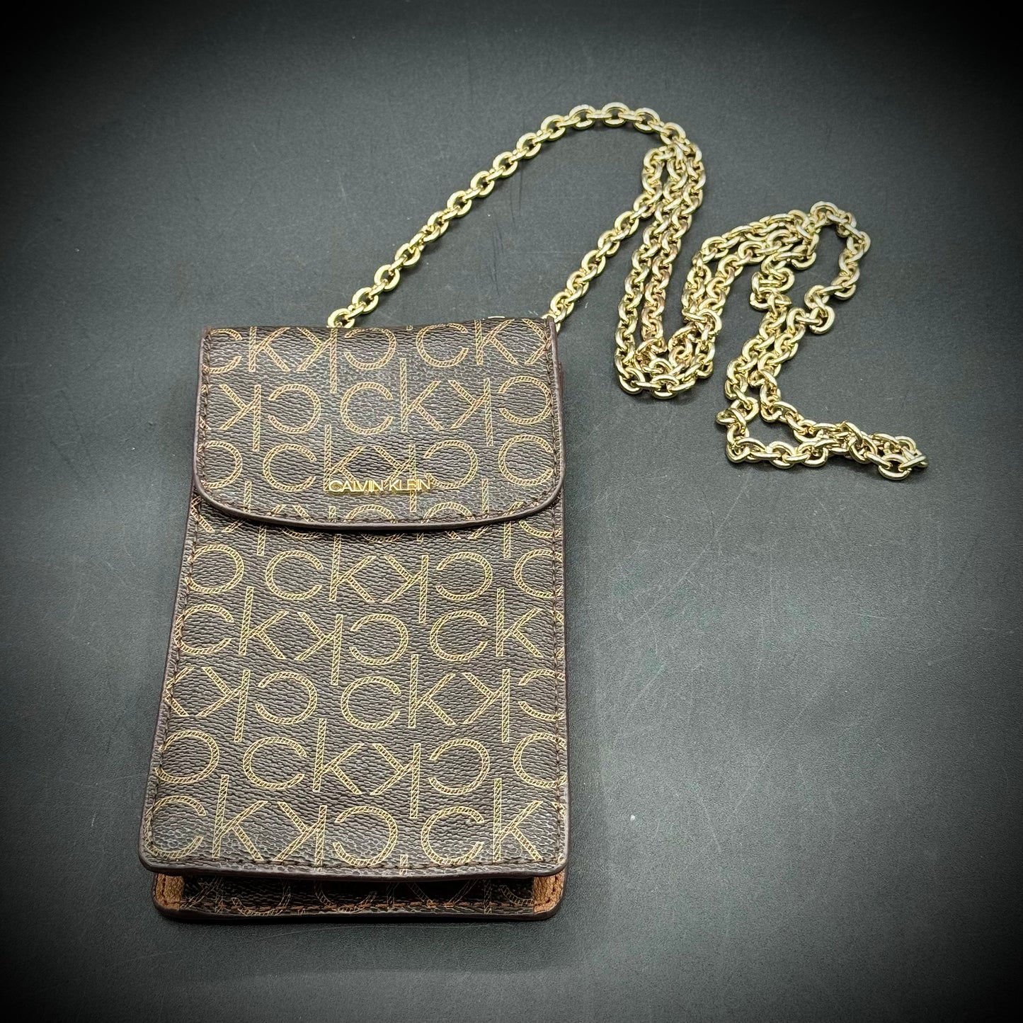 Vintage Calvin Klein Crossbody Bag with Gold Tone Chain