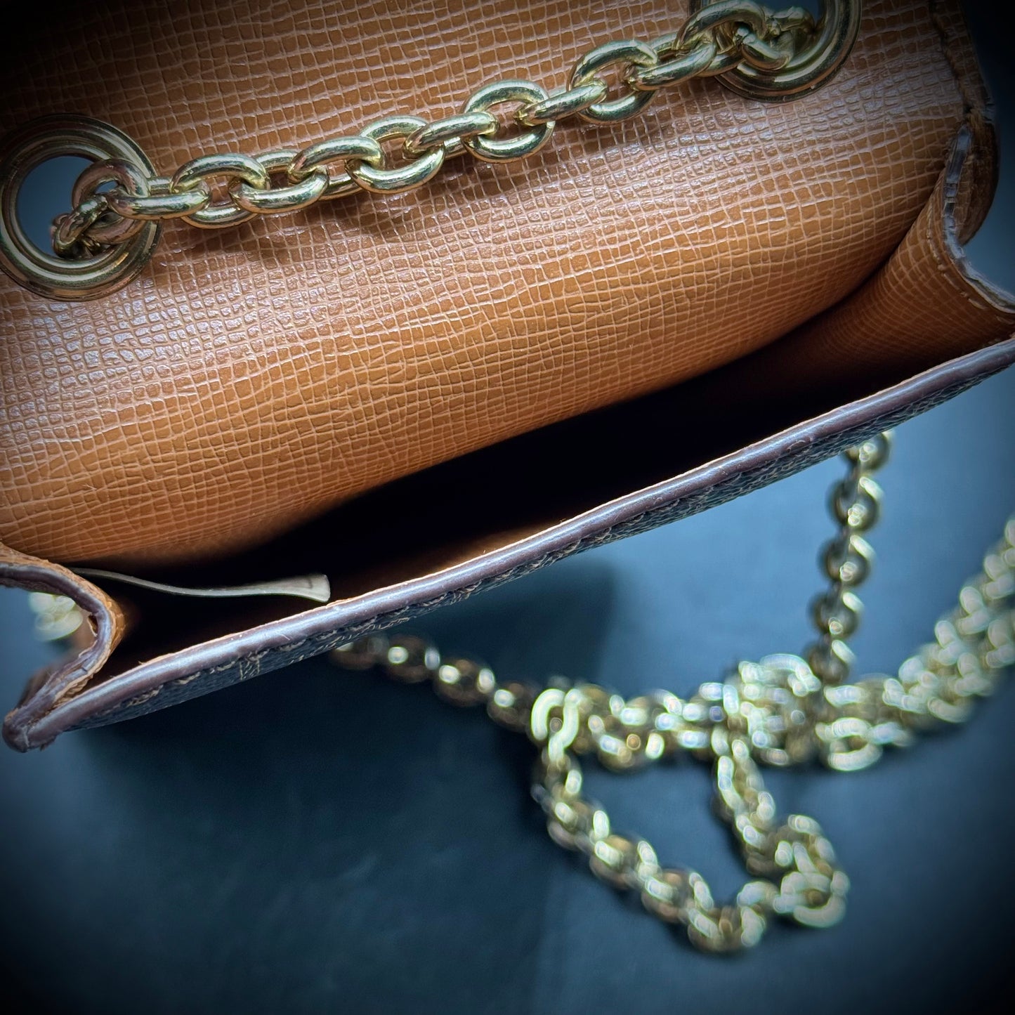 Vintage Calvin Klein Crossbody Bag with Gold Tone Chain