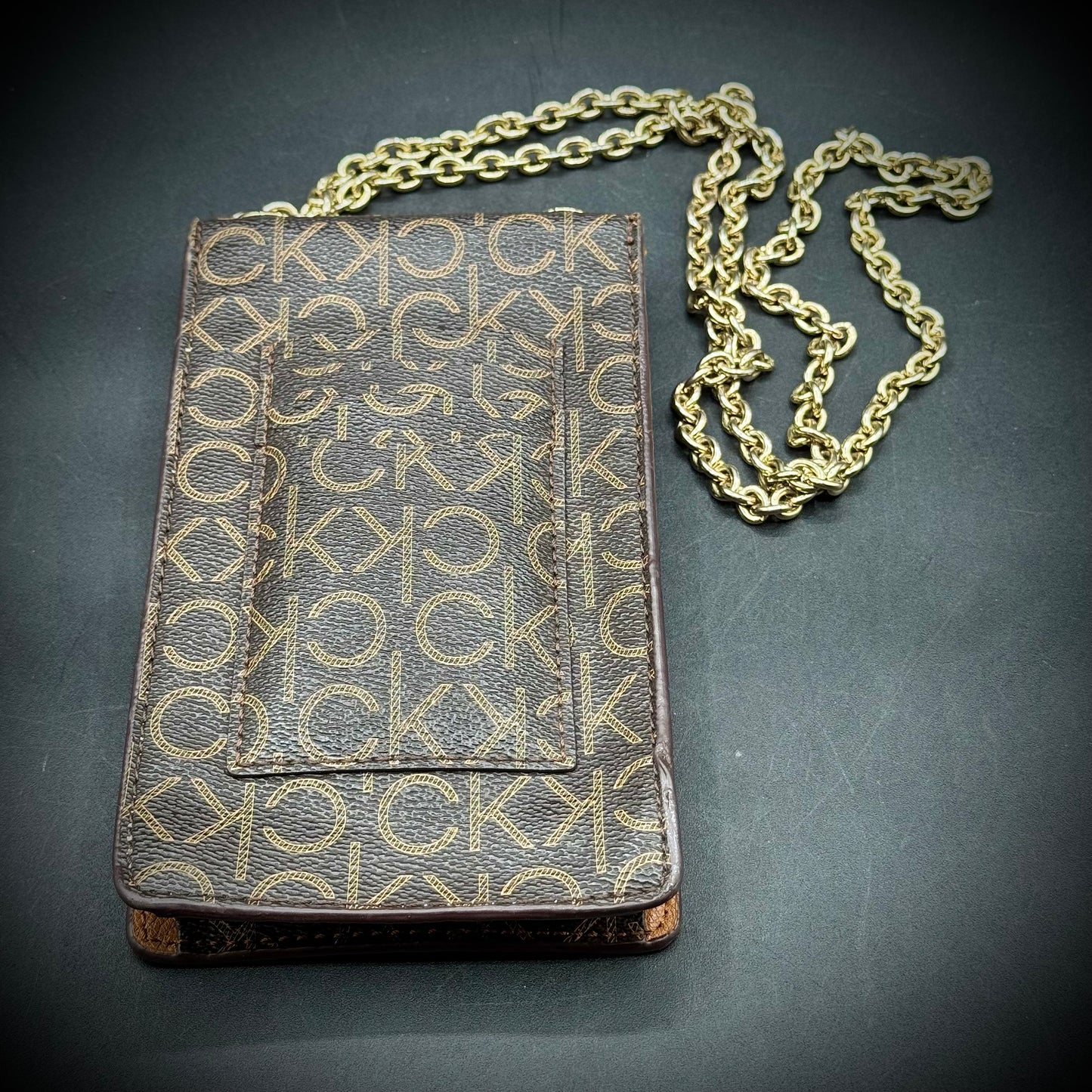 Vintage Calvin Klein Crossbody Bag with Gold Tone Chain