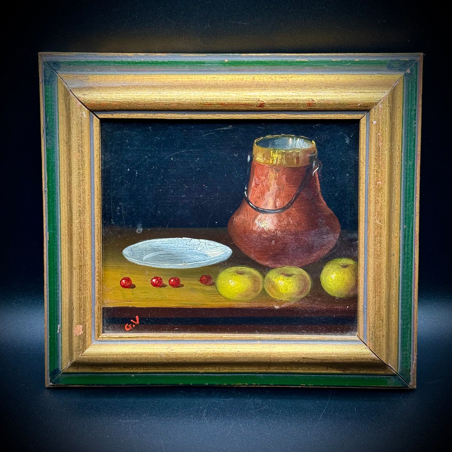 Pair of Vintage Small Oil on Board Still Life Paintings