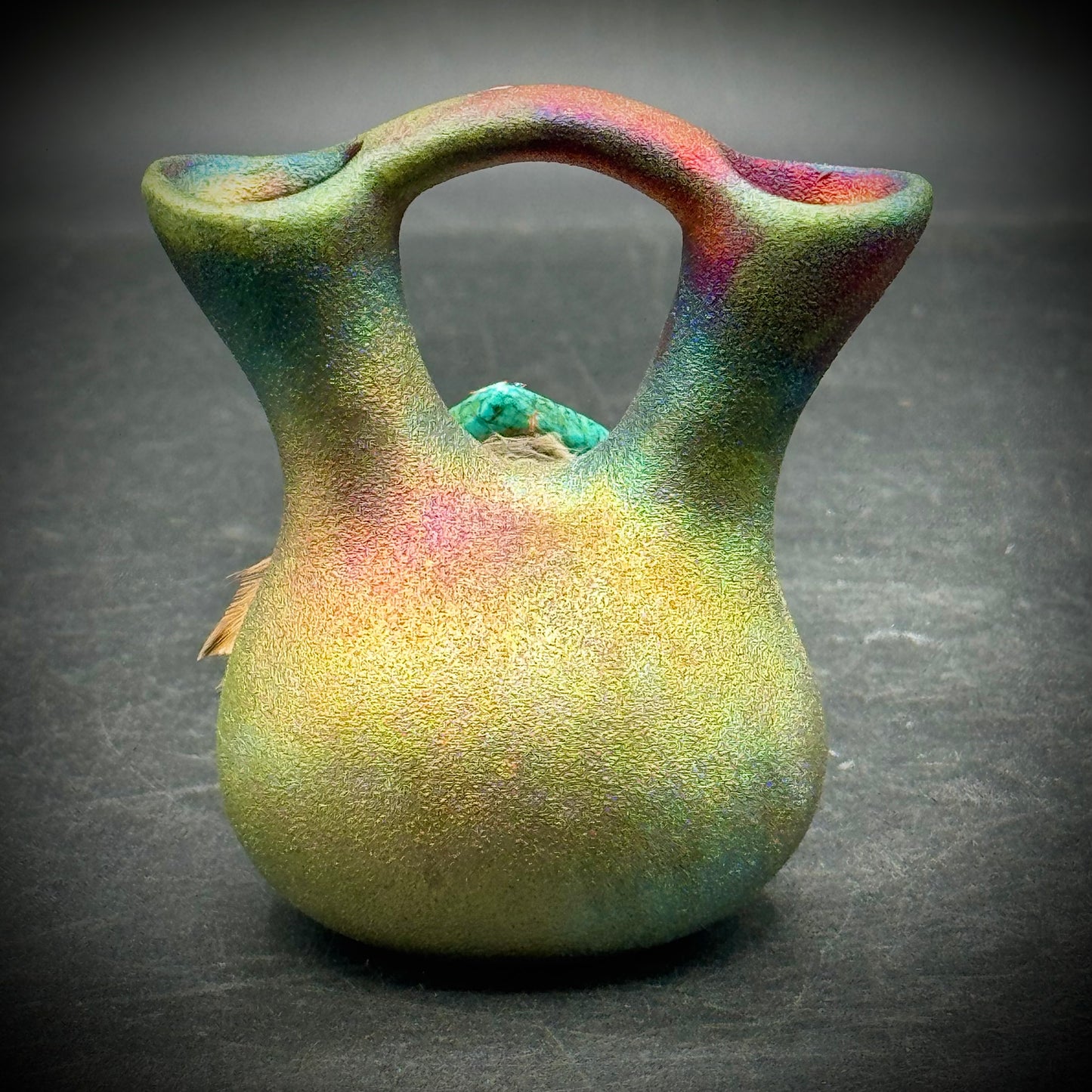 Artist Jeremy Diller Raku Pottery Small Native American Marriage Vase