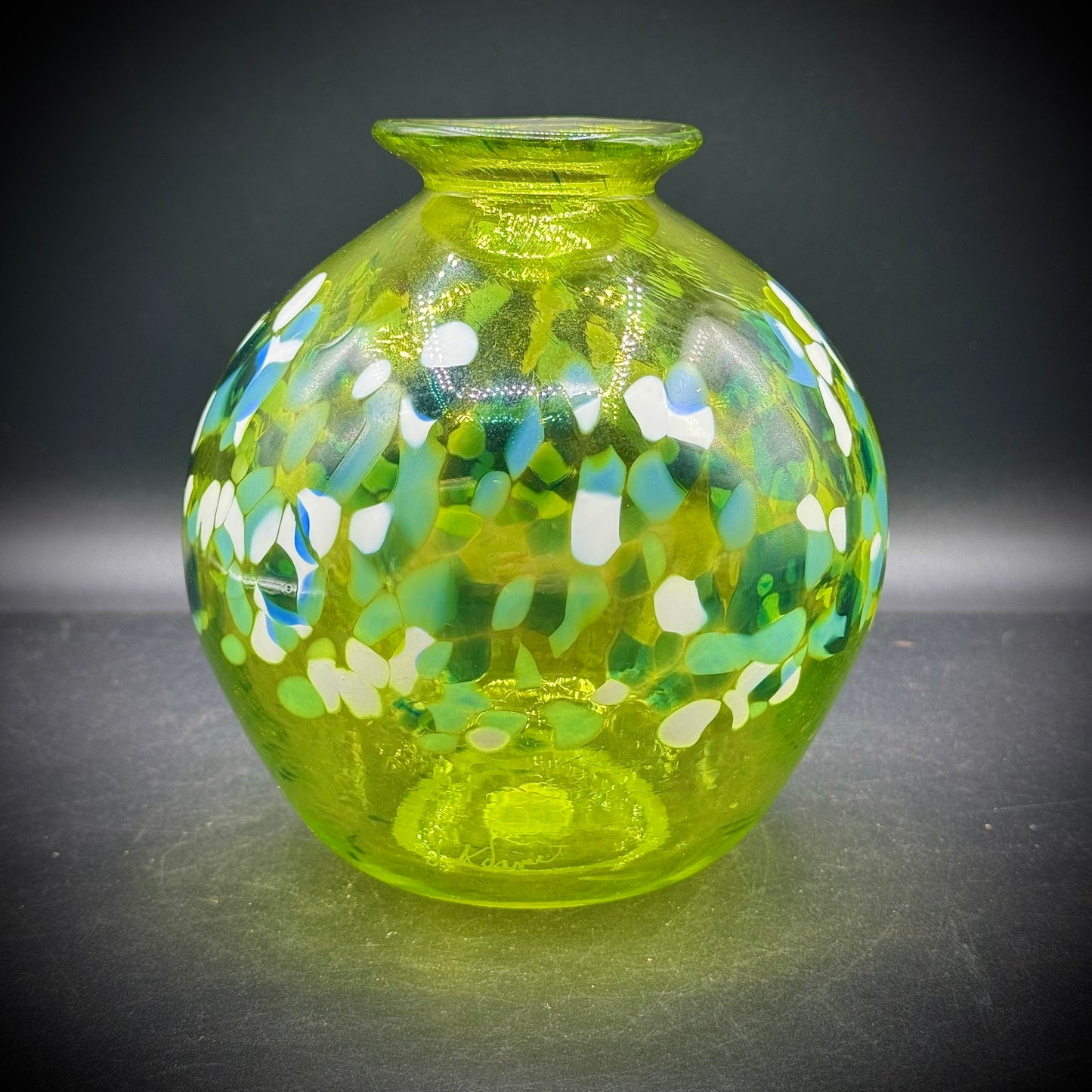 Signed & Hand Blown Art Glass Vase
