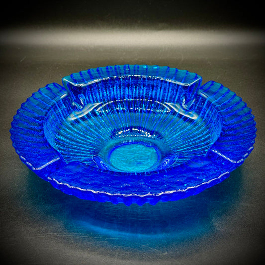 Blenko Cobalt Blue Starburst Ashtray