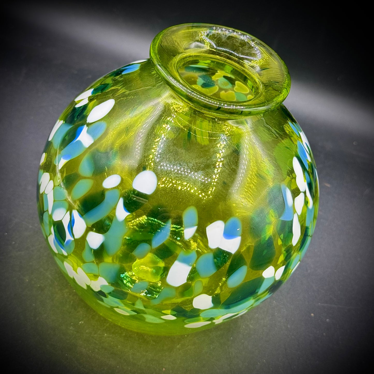 Signed & Hand Blown Art Glass Vase