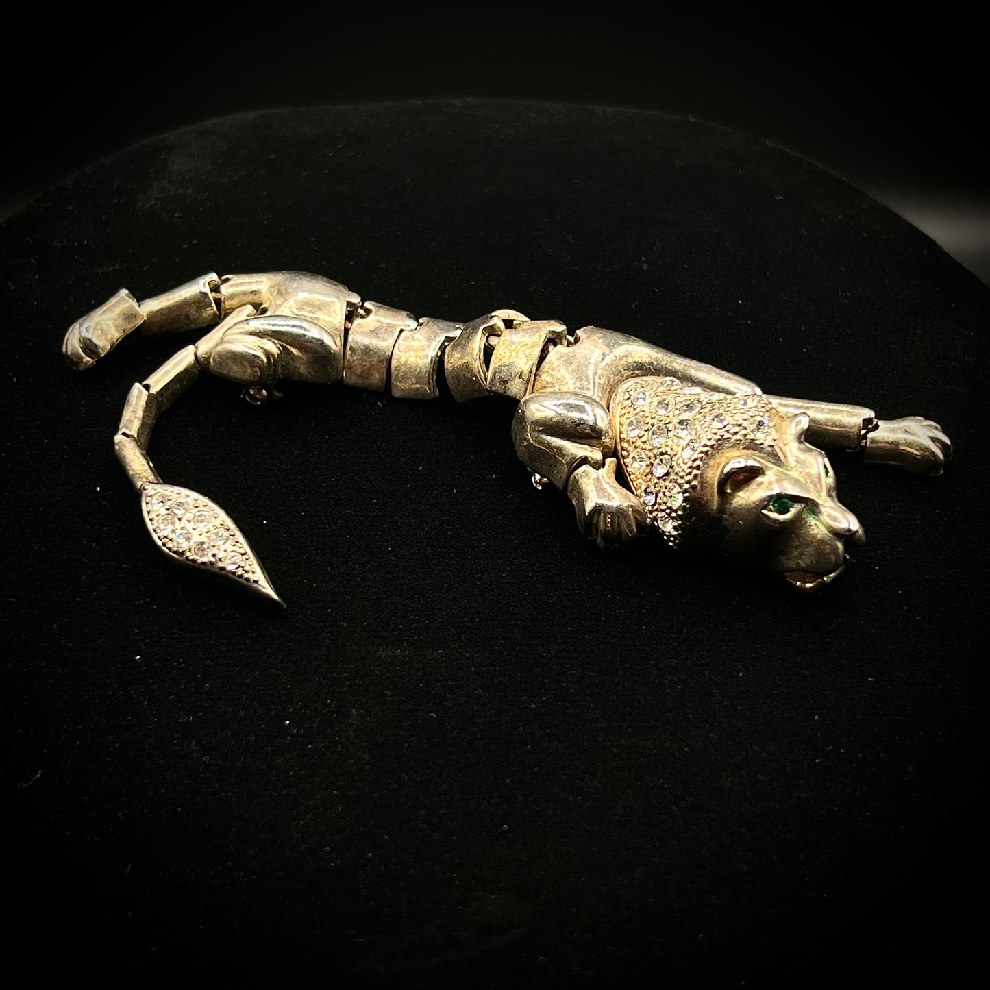 Vintage Articulated Double Closure Leopard Brooch