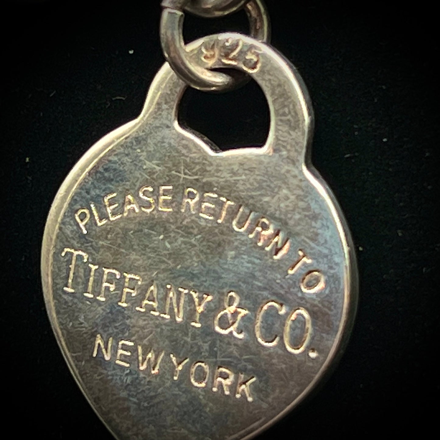 Tiffany & Co. Sterling Silver "Please Return To" Heavy Heart Necklace w/Toggle Closure