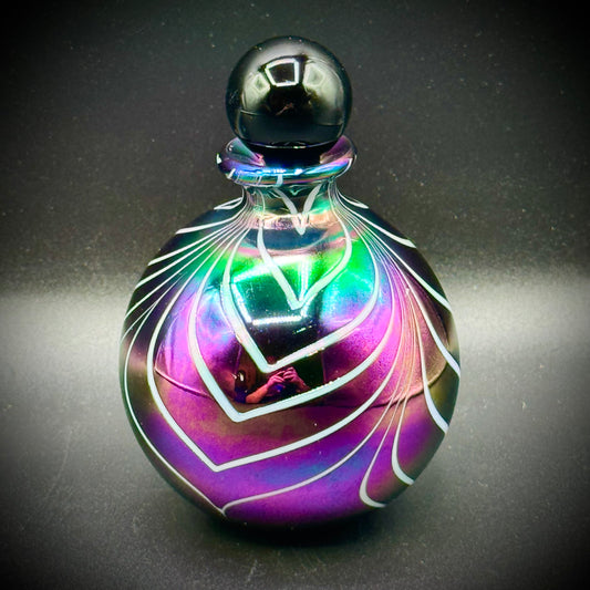 Iridescent Black Glass Perfume Bottle & Stopper