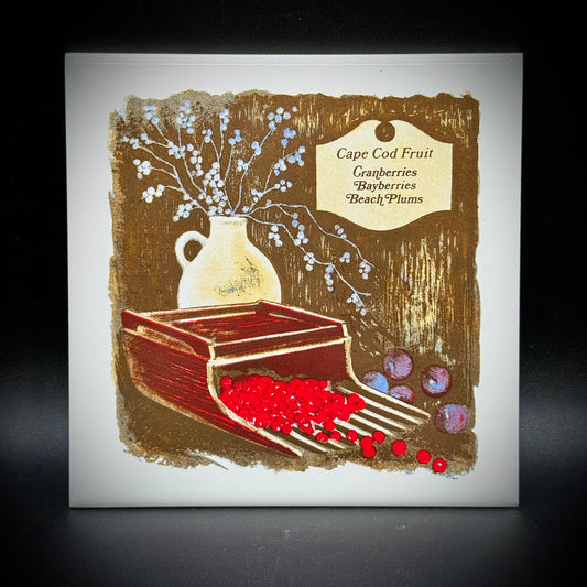 Vintage Screencraft Massachusetts "Cape Cod Cranberries" Tile/Trivet