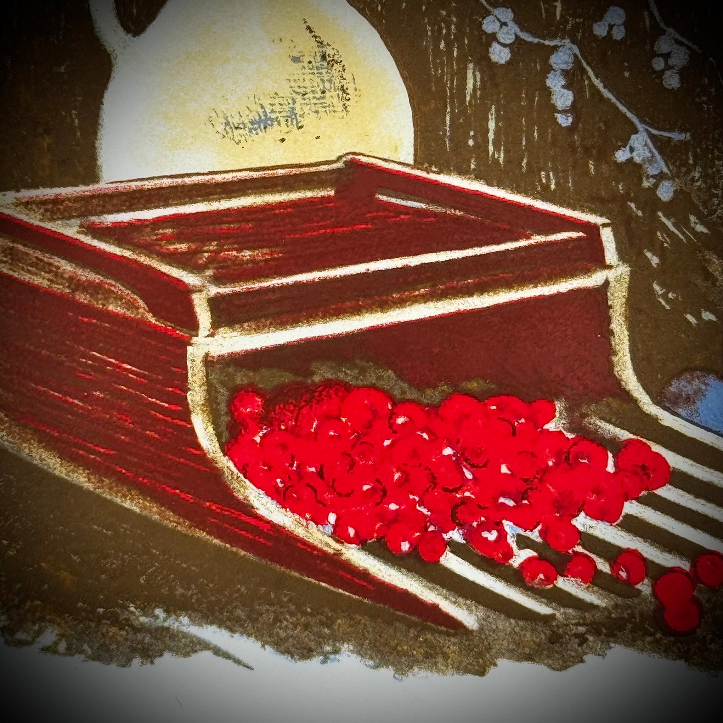 Vintage Screencraft Massachusetts "Cape Cod Cranberries" Tile/Trivet