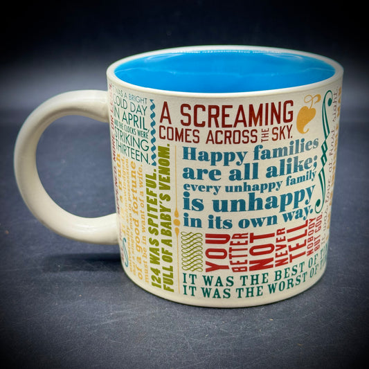 Unemployed Philosophers Guild "First Lines" Coffee Mug