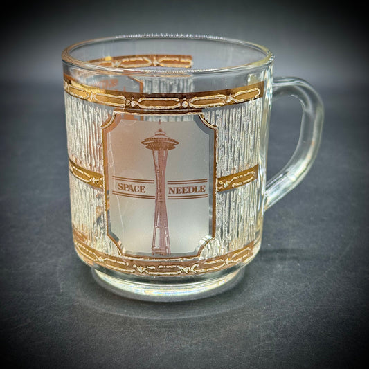 Vintage Culver Space Needle Seattle Gold Accented Glass Mug