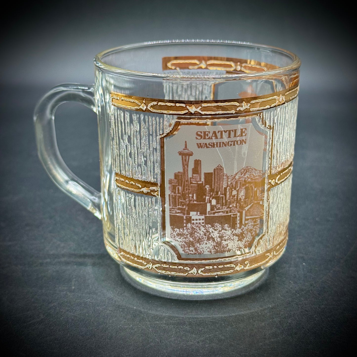 Vintage Culver Space Needle Seattle Gold Accented Glass Mug