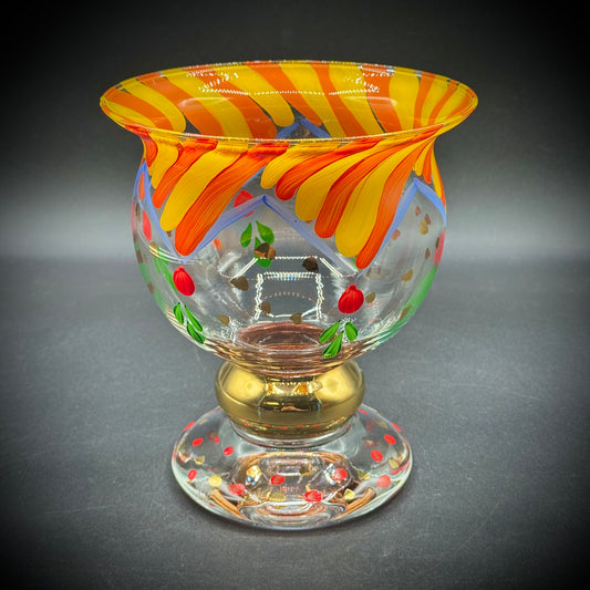 Hand Painted Glass Bowl with 24kt Gold Accents - Made in Italy